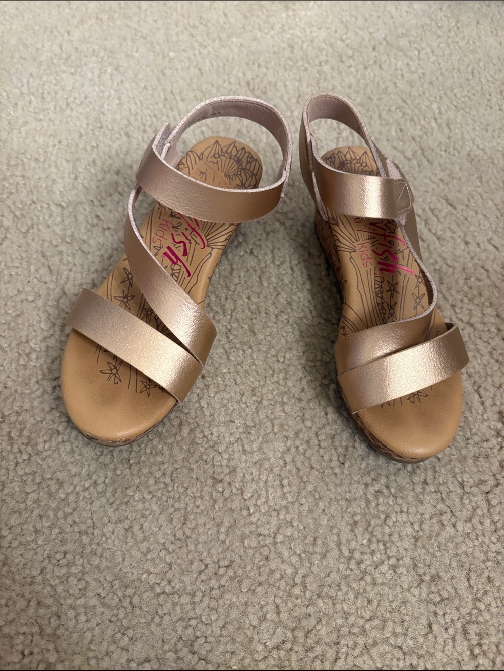 Blowfish Girls Rose Gold Strappy Wedge Sandals